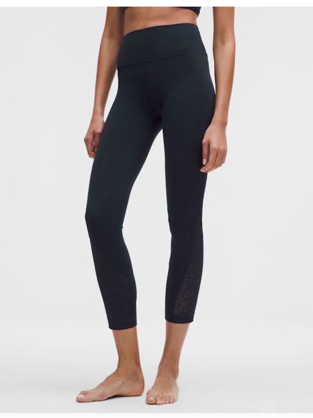 NWOT Lululemon Black Align Leggings with paisley lace detail